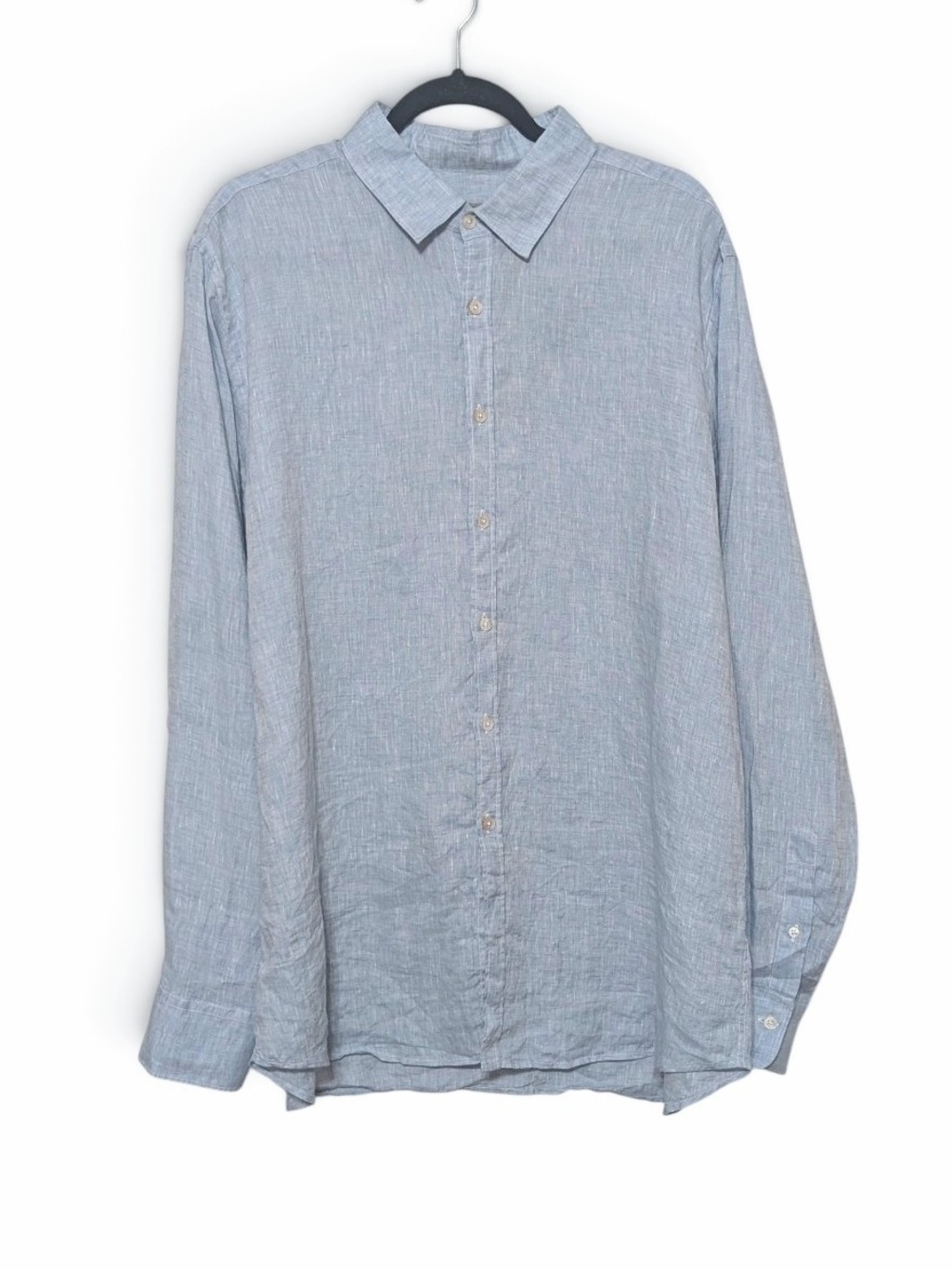 CANALI 1934 Men's Light Blue 100% Linen Long Sleeve Button-Down Shirt XXL Italy